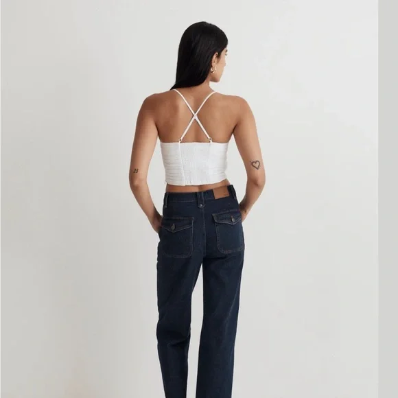Madewell Poplin Crop Tube Top sz 4 NWT, Preppy, Summer - Picture 3 of 8